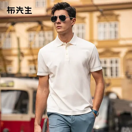 MrBu布先生商务翻领polo男2025夏季简约纯色字母线条T袖AT16065商品大图