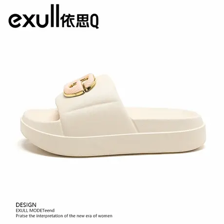 exull/依思Q拖鞋女士外穿防滑厚底一字拖鞋室内耐磨家居女款凉拖商品大图