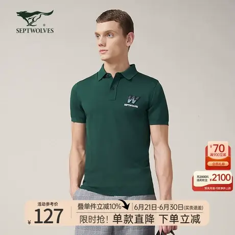 七匹狼翻领短袖T恤男士男款夏季新款绣花爽滑POLO衫时尚男装潮流图片