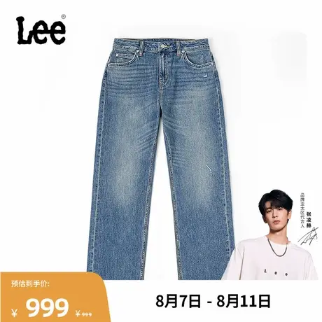 【张凌赫代言】Lee商场款25秋冬新429标准中腰直脚浅蓝色女牛仔裤图片