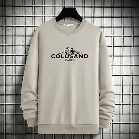 圆领卫衣男春秋季2023新款加绒加厚宽松潮流百搭套头无帽长袖t恤商品大图