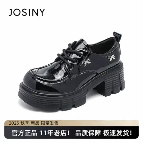 卓诗尼2025秋季新款轻便耐脏蝴蝶结系带小皮鞋潮流防滑轻便乐福鞋商品大图