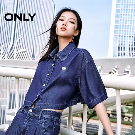 ONLY2024夏季新款时尚通勤刺绣短款短袖牛仔外套女|12428K001商品大图