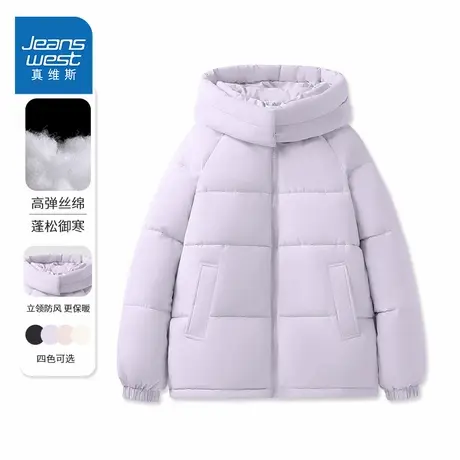 NOE真维斯棉服女款2025新款冬季爆款青少年加厚休闲连帽上衣外套商品大图