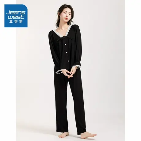 PA6真维斯女装225秋季新款 小香风ins风蕾丝边性感家居服套装商品大图