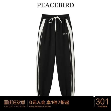 太平鸟年冬季新款拼色针织束脚长裤A5GBC4E58图片