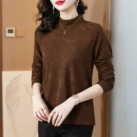 超好看加绒打底衫女2023新款秋冬季内搭洋气减龄上衣德绒大码胖mm图片