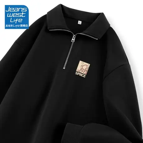 真维斯LIFE翻领卫衣女2023新款爆款秋冬高级感超好看外套oversize商品大图