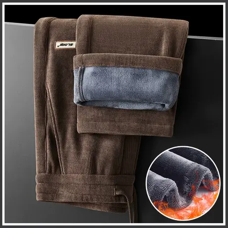 秋冬款加绒保暖宽松阔腿卫裤冬季男装加厚抗寒保温休闲长裤子冬裤商品大图