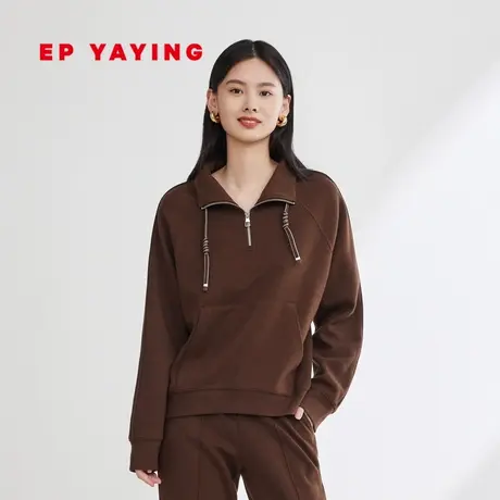 EP YAYING雅莹女装 绵羊毛时尚立领抽绳卫衣 2023秋冬新款5222A图片