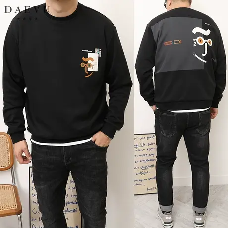 DAEVU春秋新款卡通后背图大号潮胖子加肥加大码男款圆领长袖卫衣商品大图