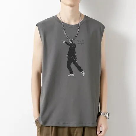 男士背心纯棉无袖t恤潮牌夏季薄款健身篮球跨栏运动坎肩宽肩汗衫商品大图