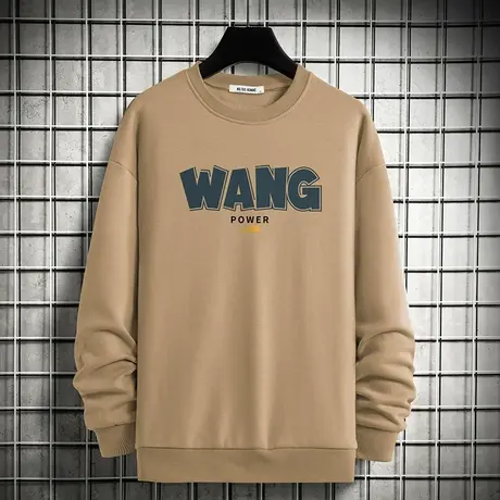 2024秋季新款圆领卫衣男生加绒加厚无帽上衣宽松潮流印花长袖t恤商品大图