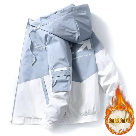 秋冬季新款夹克男加绒2023连帽棒球服韩版男士外套潮流学生上衣服图片