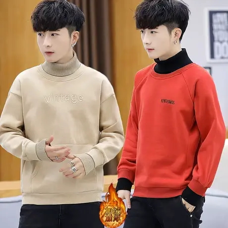 初中学生12冬款男孩13高领卫衣15青少年16岁中大童加厚加绒上衣服商品大图