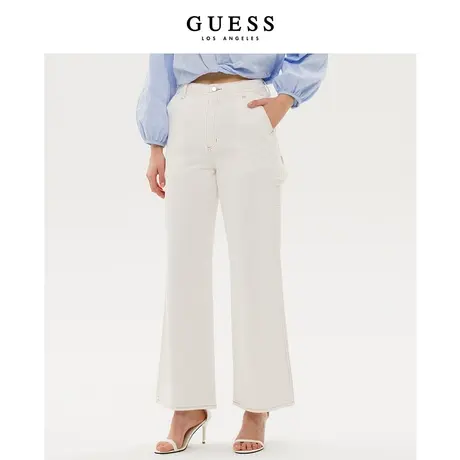 【38上新季】GUESS女高腰显瘦阔腿牛仔裤设计感小众直筒拖地裤商品大图