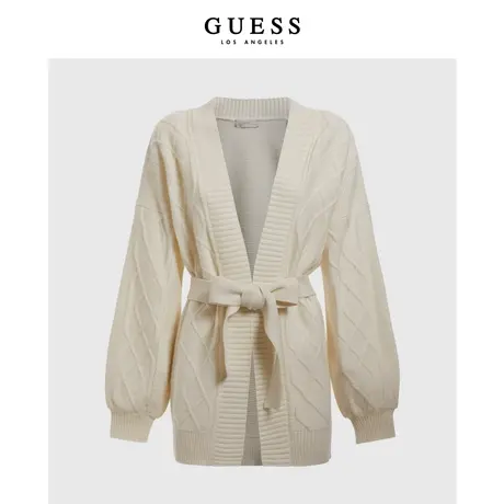 GUESS 女士慵懒风极简休闲绑带毛衣开衫上衣-W2BR31Z2WJ0商品大图