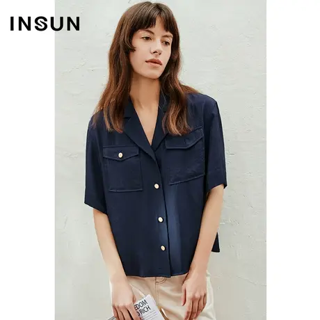 INSUN恩裳线上专选夏季宽松轻薄透气三醋酸衬衫商品大图