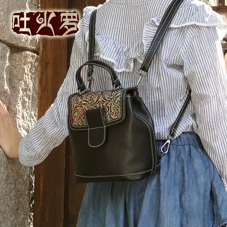 吐火罗秋季女包手提复古牛皮包包民族风单肩双肩斜跨小包图片