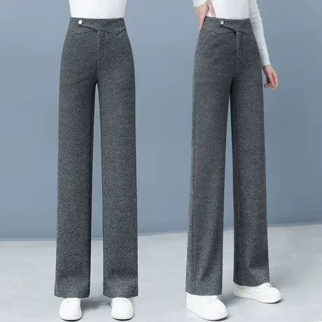 羊毛呢裤女阔腿裤垂感秋冬2024年新款显瘦宽松直筒加厚休闲呢子裤商品大图
