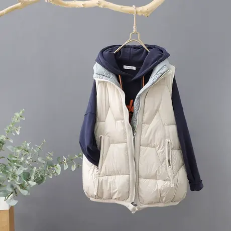 秋冬新款韩版棉马甲女外穿宽松羽绒棉马夹外套女背心面包服棉坎肩图片