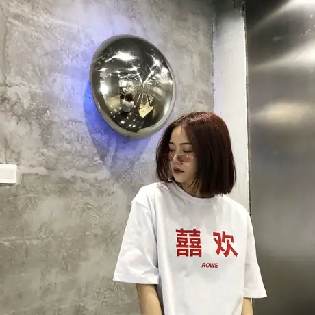 2024新款夏季短袖t恤女ins潮韩版宽松bf原宿风百搭港味mschf上衣商品大图