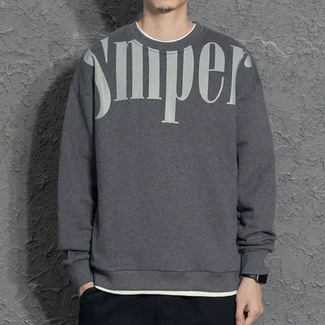 秋冬加绒假两件卫衣男潮牌潮流帅气男生无帽ins港风休闲秋装上衣商品大图