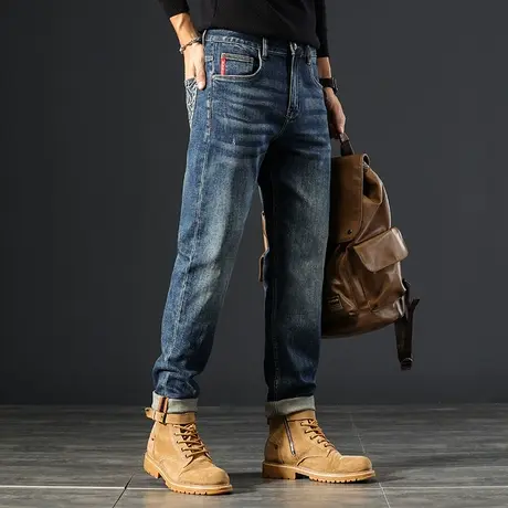 港风潮流百搭牛仔裤男直筒宽松男裤户外休闲高端牛仔裤潮流男款商品大图