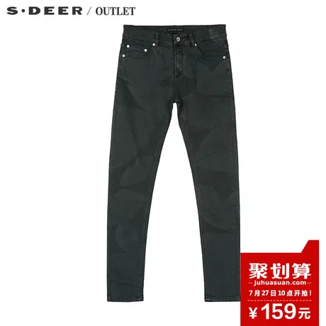 sdeer圣迪奥女装2017秋装修身纯棉暗纹印花修身长裤S15380894商品大图