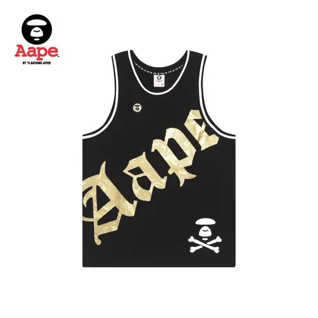 Aape男装春夏烫金字母X-BONE图案印花运动无袖背心0508XXE商品大图