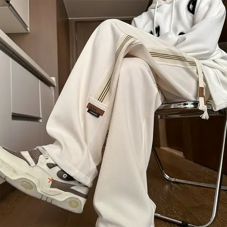 宽松潮流阔腿休闲长裤男oversize春秋季新款大码运动直筒拖地裤子商品大图