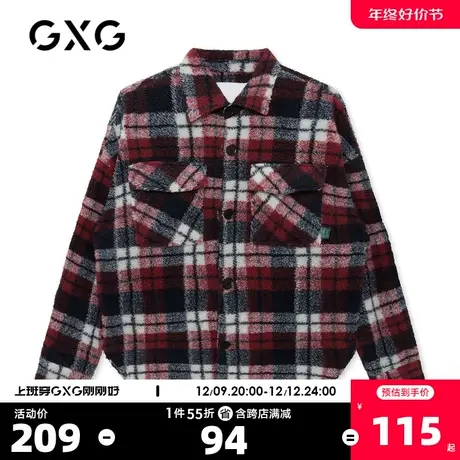 GXG奥莱 年冬季商场同款红格翻领夹克#GC1502L图片