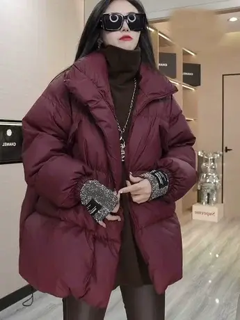 欧货重磅秋冬季新款女装2023高级设计感羽绒棉服外套小众穿搭上衣商品大图