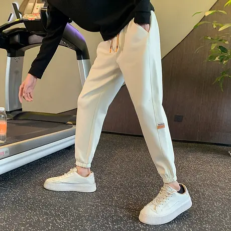春季潮牌白色束脚裤痞帅运动裤子2023新款冬装加绒加厚休闲裤卫裤商品大图