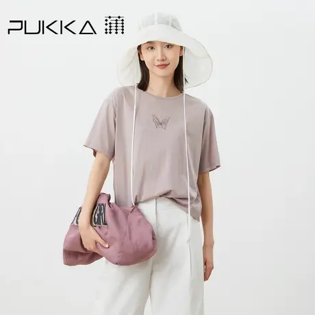 蒲PUKKA原创设计女装夏季超薄棉蝴蝶刺绣宽松圆领短袖T恤图片