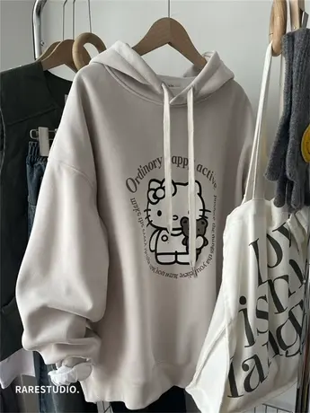 早春2024新款减龄卡通洋气休闲百搭宽松薄款连帽卫衣帽衫韩系女装图片
