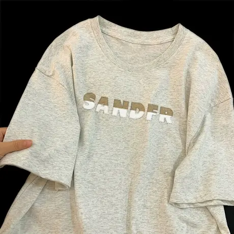 纯棉重磅潮牌短袖t恤女夏季港味chic圆领宽松正肩上衣美式复古ins图片