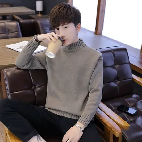 2023春秋季新款男士薄毛衣韩版高领针织衫潮流秋衣男装线衣打底衫商品大图