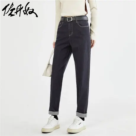 佐丹奴裤子女装不易褪色紧身明线五袋款高腰牛仔长裤 18413019商品大图