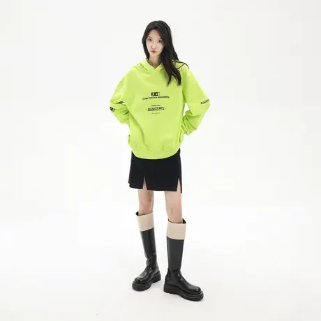 美式复古连帽卫衣女春秋2023新款潮牌情侣装上衣宽松oversize外套商品大图