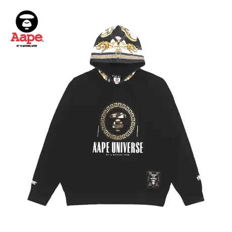 Aape旗舰店男装秋冬字母印花猿颜士兵连帽宽松版卫衣3880XXJ商品大图