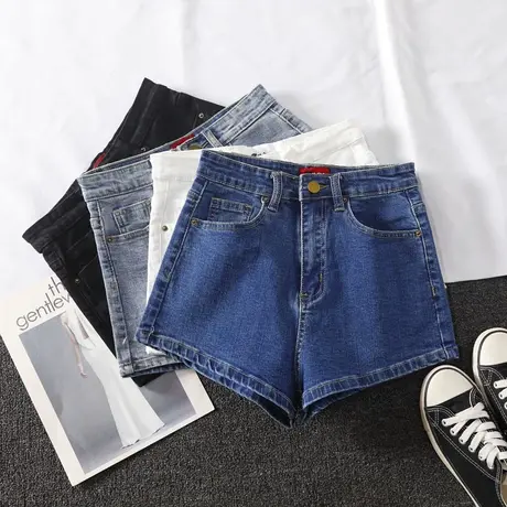 佳妲己韩版水洗弹力牛仔短裤女2022春夏新款高腰显瘦基础百搭热裤商品大图