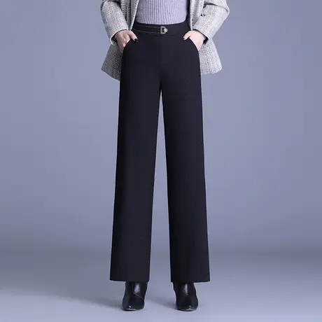 加绒毛呢阔腿裤女秋冬2023新款高腰宽松西装休闲裤垂坠感直筒长裤商品大图
