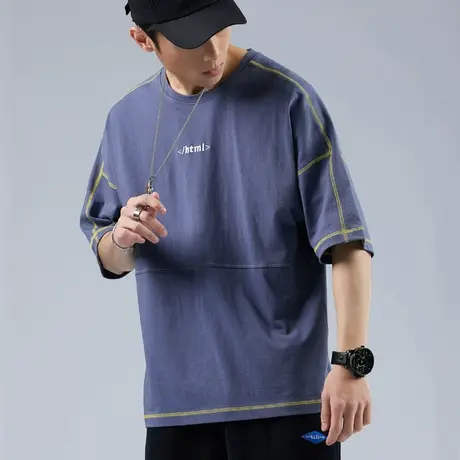 夏季短袖t恤男宽松加肥加大胖子大码肥佬半袖ins潮牌纯棉潮流2021商品大图