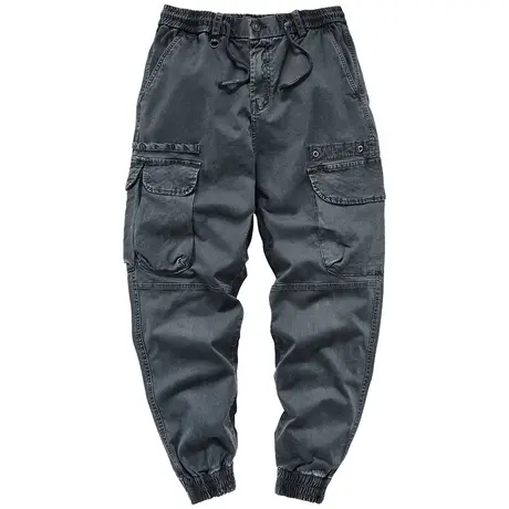 VIP工装裤男宽松抽绳束脚裤ins潮流运动牛仔哈伦裤春秋休闲长裤子图片