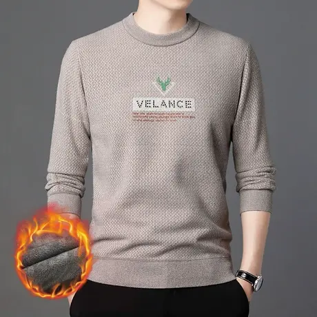 男士毛衣秋冬季休闲一体绒绒加厚韩版潮流长袖针织衫潮牌打底衫商品大图