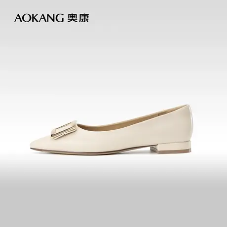 奥康女鞋 2023春秋季尖头平跟鞋浅口低跟职业舒适工作鞋舒适商品大图
