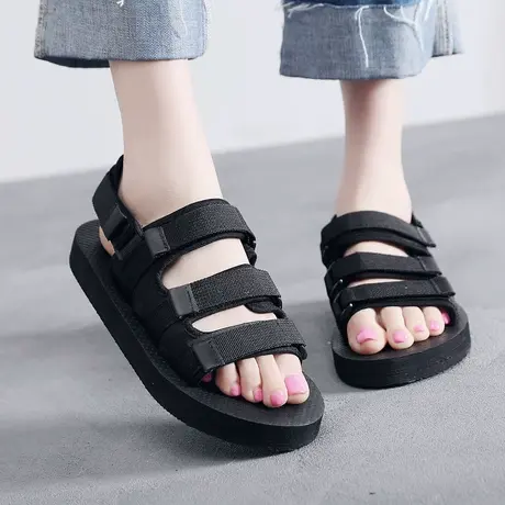 情侣新款百搭韩版凉鞋女夏罗马学生平底ulzzang度假越南沙滩鞋潮图片