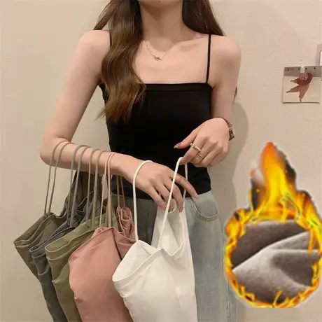 运动辣妹加绒加厚吊带背心女外穿夏季新款短款打底无袖性感上衣潮图片