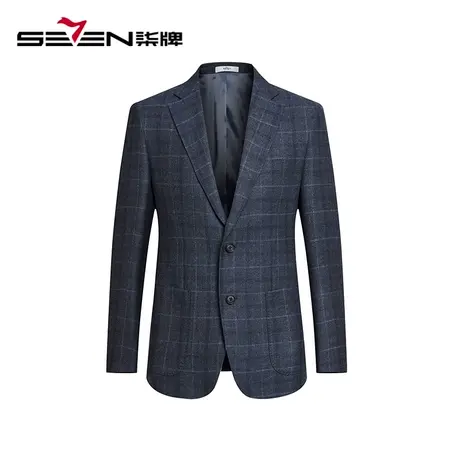 【商场同款】柒牌格纹西服男2023秋季新款平驳领商务休闲西装外套图片